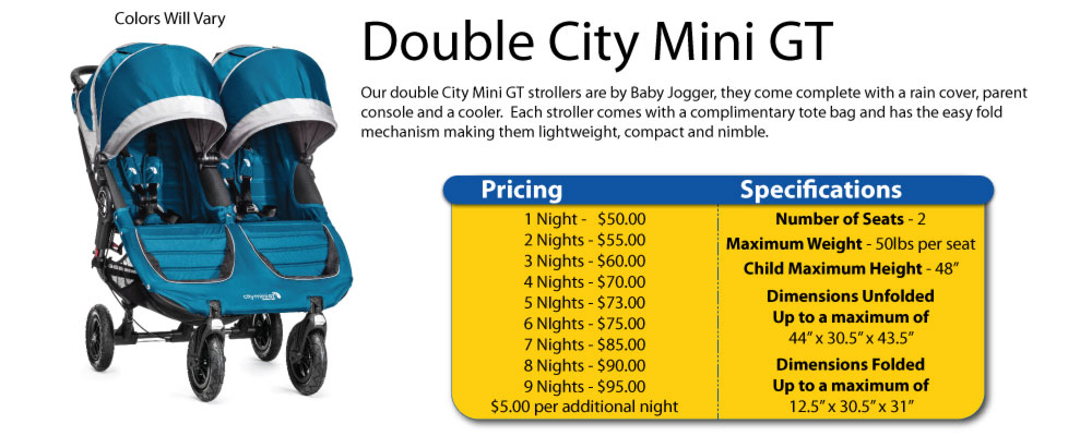 city mini double stroller dimensions